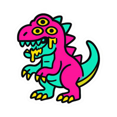 Obraz premium PNG Colorful cartoon dinosaur illustration.