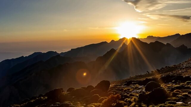 Kilimanjaro summit in aerea view. Time lapse.