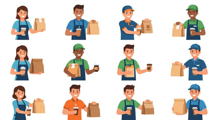 Fototapeta premium Diverse Delivery Workers Holding Packaged Goods.