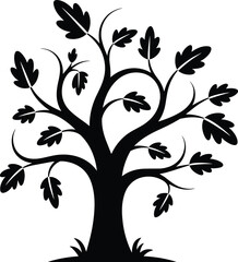 Fototapeta premium Vector Silhouette of Tree with Leaves for Nature, Environment, Growth, and Eco-Friendly Design Concepts Illustration