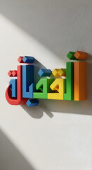 Fototapeta premium Colorful toy construction vehicle with blocks