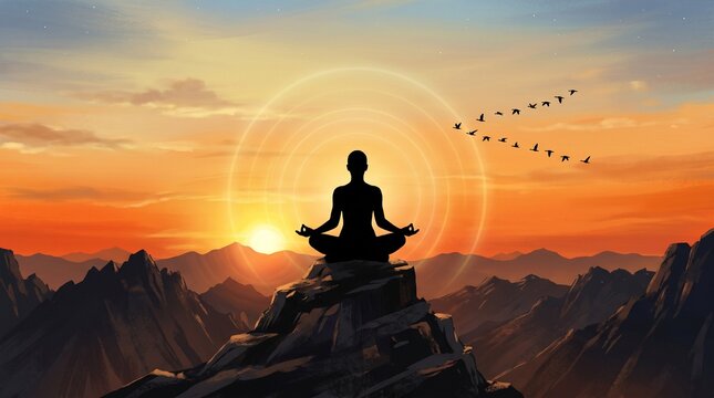 International yoga day serene mountain meditation at sunset on june 21