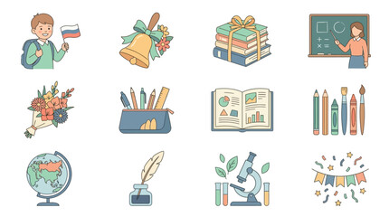 Fototapeta premium School-themed illustrations featuring education and learning