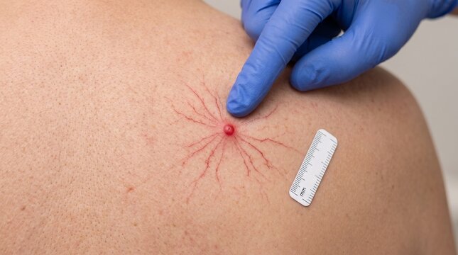 Spider Naevus (Spider Angioma) &ndash; Clinical Dermatology Photograph