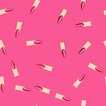 seamless pattern lipstick nail shape cartoon. flare arrowhead, mountain pipe, bridge duck lipstick nail shape sign vector