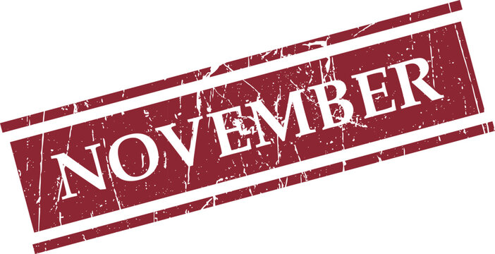 Vintage style grungy red stamp with the word november