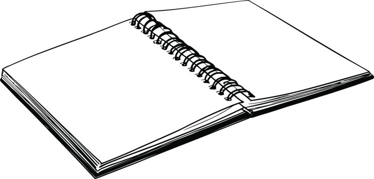 Notebook lies open with blank lined paper waiting for ideas to be recorded during a productive workday or academic planning session in an orderly fashion.
