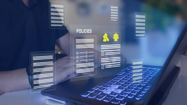 Compliance law, Regulation policy. Modern governance, legal standards, policy management ensuring transparency, safety, structured organizational control. corporate rules with documents