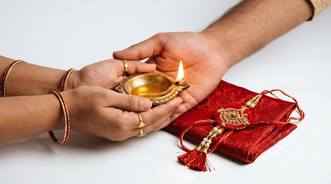 Sister performing aarti for brother on Raksha Bandhan festival