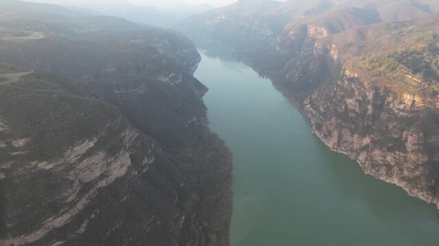 4K Aerial Footage Natural Scenery of Yellow River Three Gorges, 4A Scenic Area, Henan