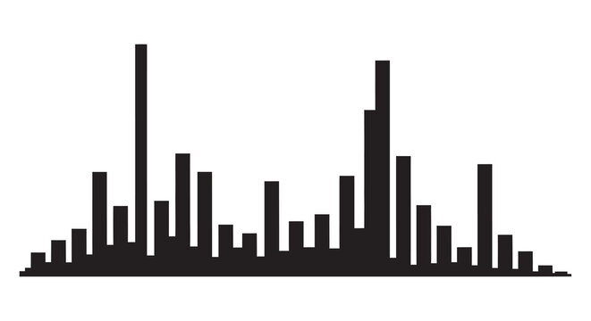 Rectangular bar graph silhouette on a white background