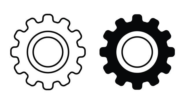 Single industrial gear icon representing settings configuration and mechanical process engineering