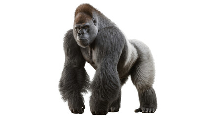 Silverback gorilla standing on white © Otillie