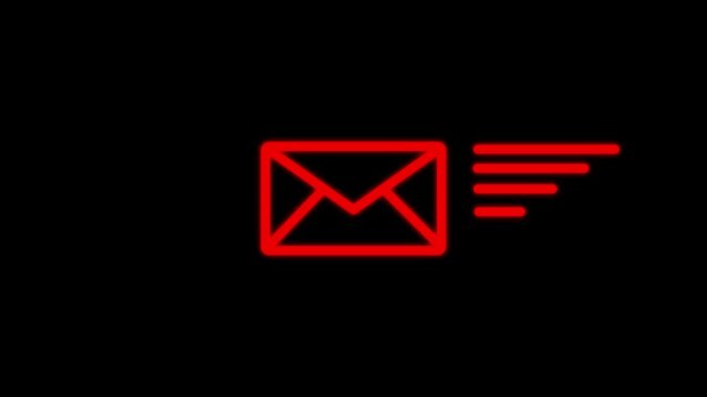 Mail Envelope Icon Animation, Email Message Sending and Digital Communication Concept