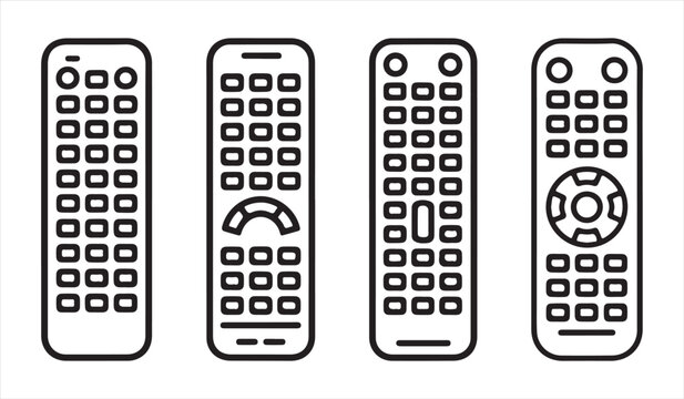 Electronic remote icon pack with TV controllers, keypads and home entertainment symbols