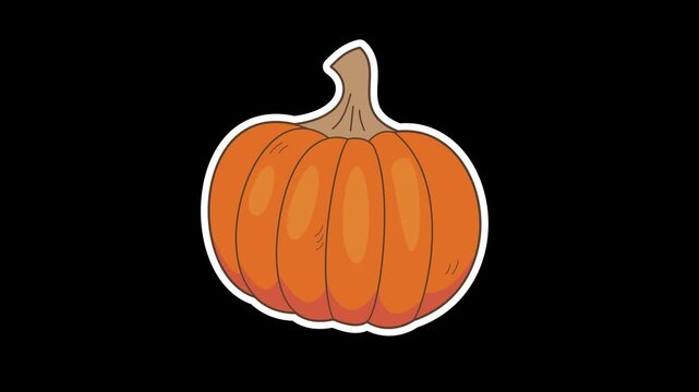 Seamless looping animation of a swinging pumpkin for autumn harvest and Thanksgiving concepts. Flat style sticker design element isolated on transparent alpha channel background