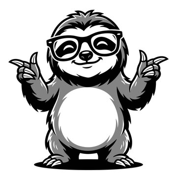 Smiling sloth wearing glasses pointing 1.