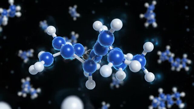 3D Antibody Protein Molecular Model with Glowing Bonds and Electron Clouds
