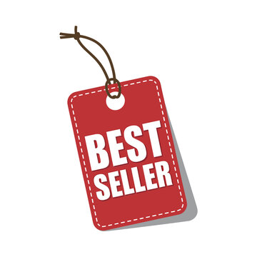Red seller tag with string isolated on white background