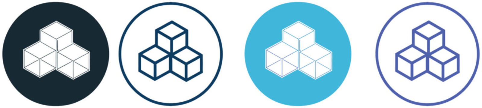 Cube icon symbol featuring stacked block structure in clean minimal geometric design for user interface, app navigation, and modular system visualization concepts, vector, designs