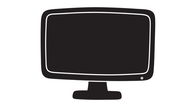 Computer monitor silhouette on a white background simple graphic design