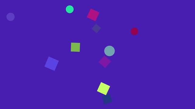 Abstract Geometric Shapes Falling Gently Against Deep Purple Background with Subtle Lighting