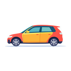 Obraz premium Flat design illustration of a red and yellow car