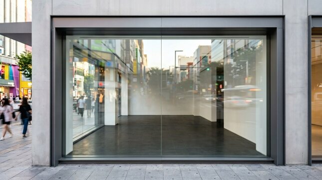 Modern Empty Storefront with Glass Display Window