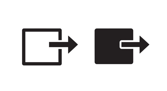 Export arrow icon with open and closed square black and white