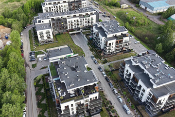Obraz premium Residential block with balconies patios and gardens