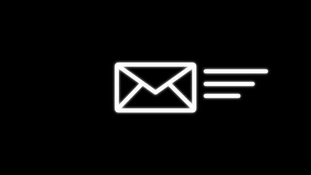 Mail Envelope Icon Animation, Email Message Sending and Digital Communication Concept