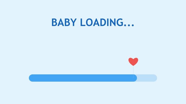 Baby loading progress bar animation with a red heart icon