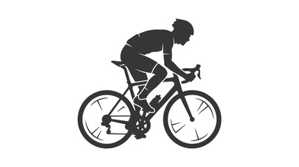 Obraz premium Cyclist Silhouette, Minimalist Sports Icon, Cycling on a White Background