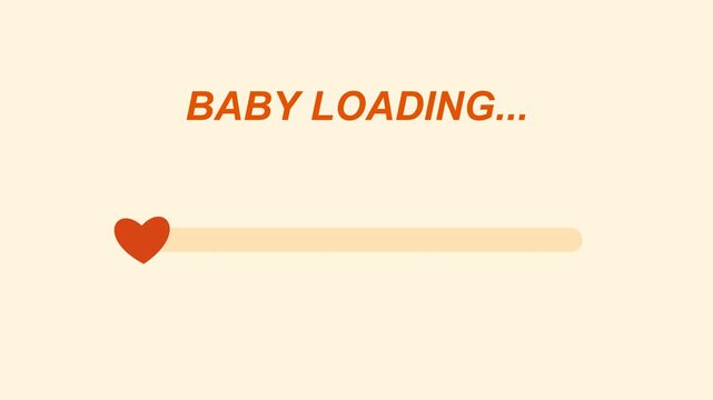 Cute baby loading animation with heart progress bar