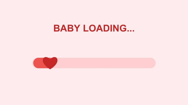 Animated baby loading progress bar with sliding heart icon