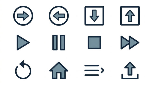 Icon Set for Media Controls and Navigation.