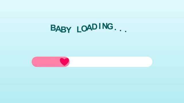 Cute baby loading progress bar animation with heart icon