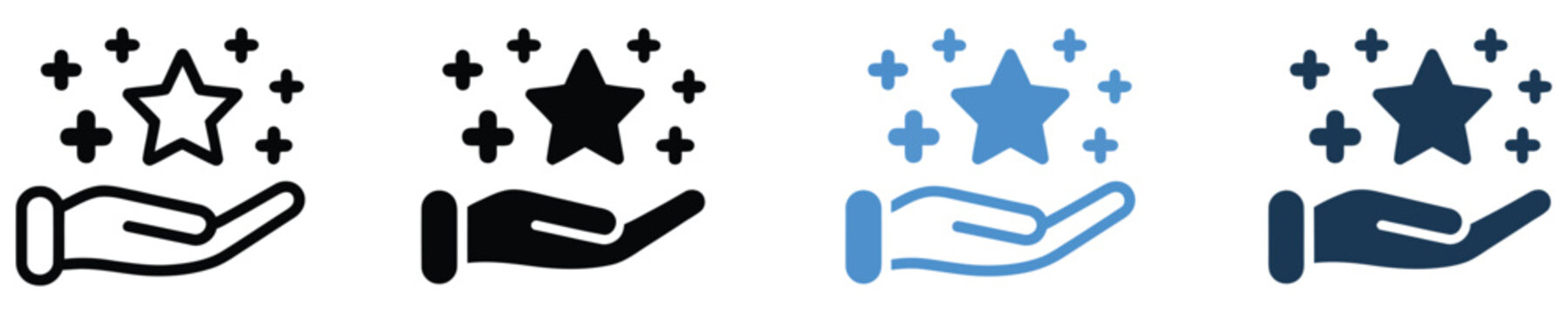 Benefit icon collection set in multiple style variations for digital interface design including feature highlights, user advantages, service benefits, and application UI presentation systems, vector, 