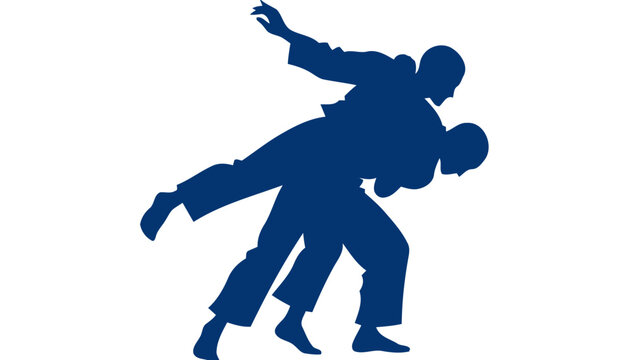 Judo player throws opponent in dynamic martial arts move