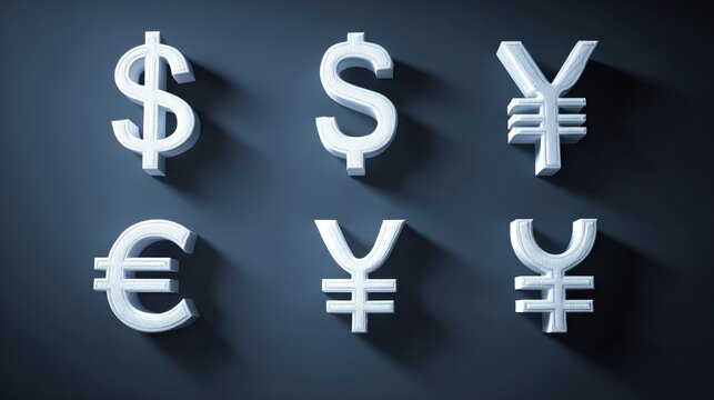 Set of the most popular currency symbol. Dollar, euro, yen, yuan, pound, rupee, ruble signs - stock vector.
