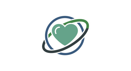 Green heart symbol with rings logo. © alok