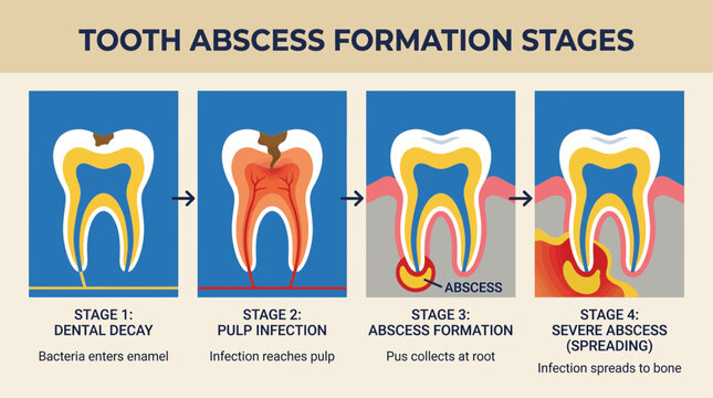 Tooth Abscess Formation Stages Infographic