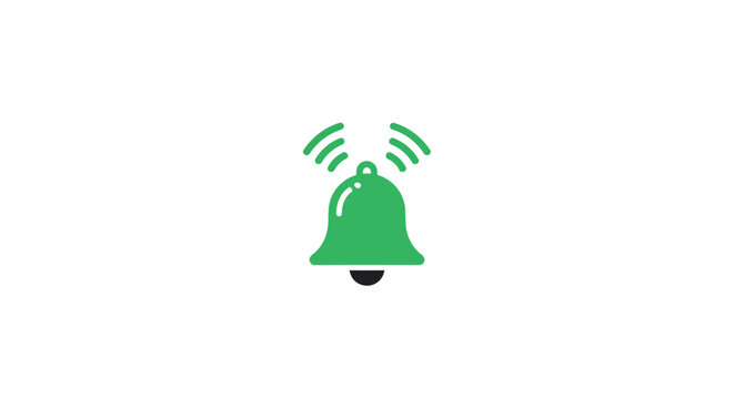 Green notification bell icon alert symbol.