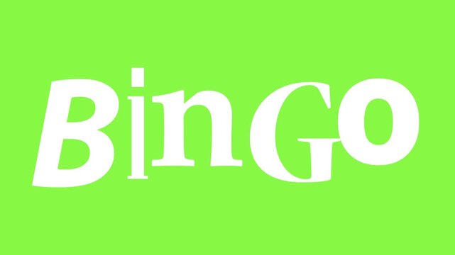 Bingo text typography on green background creating game logo