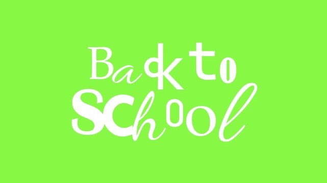 Back to school typography on green screen for education