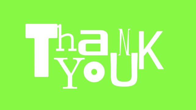 Thank you text lettering on green background