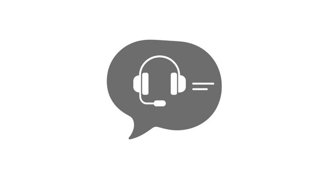 Headset with speech bubble icon.