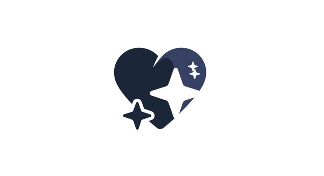 Heart with stars symbol love.