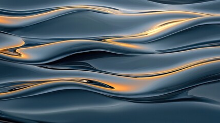 Obraz premium A digital art piece featuring a wave-like pattern with a gradient of blue and gold colors.