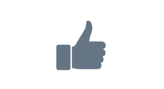Grey thumbs up icon symbol.
